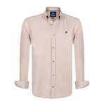 Plain Button-Up Shirt // Beige (2XL)