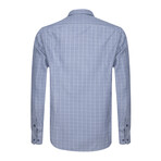Gingham Print Button-Up Shirt // Light Blue + Navy (L)