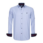 Gingham Print Button-Up Shirt // Light Blue (L)