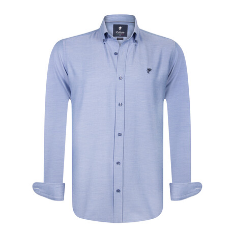 Plain Button-Up Shirt // Blue (S)