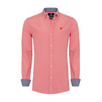 Checkered Print Button-Up Shirt // Red (2XL)