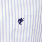 Short Sleeve Button-Up Shirt // White + Light Blue (S)