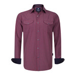Gingham Print Button-Up Shirt // Red + Navy (XL)
