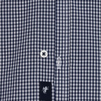 Gingham Print Button-Up Shirt // Navy (XL)
