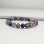 Matte Amethyst Bead Bracelet // Purple + Gold