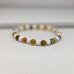 Lava + Crackle Agate Bead Bracelet // Yellow + White + Silver