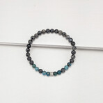 Labradorite + Apatite Bead Bracelet // Gray + Blue + Silver