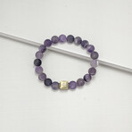 Matte Amethyst Bead Bracelet // Purple + Gold