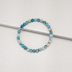 Hemimorphite Bead Bracelet // Blue + Gold