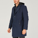 Hooded Chesterfield Coat // Dark Blue (S)