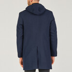 Hooded Chesterfield Coat // Dark Blue (S)