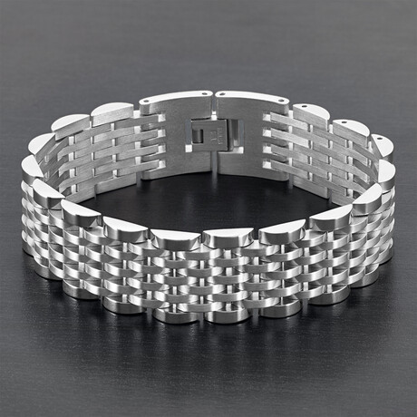 Dual Finish Stainless Steel Link Bracelet // Silver // 19mm