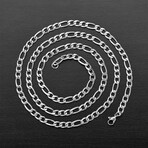 Polished Stainless Steel Figaro Chain Necklace // Silver // 24"