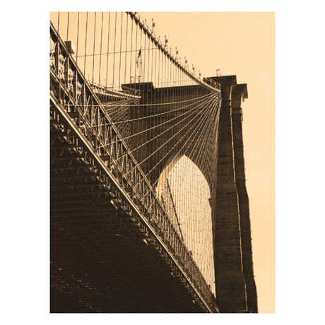 Detailed Brooklyn Bridge in Sepia (4.5'H x 3'W)