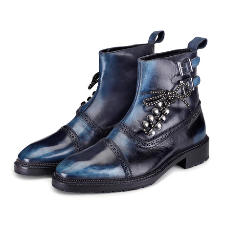 Cap Toe Lace up Boots // Navy (US: 8)