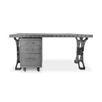 Pratt Truss Industrial Steel Office Desk // Movable Cabinet Drawers
