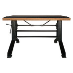Industrial Drafting Desk Table // Art Deco Iron Crank Base // Tilt Top
