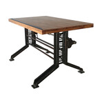 Industrial Drafting Desk Table // Art Deco Iron Crank Base // Tilt Top