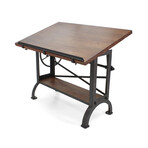 Millworks Industrial Vintage Tilt Crank Drafting Desk // Provincial Finish