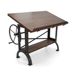 Millworks Industrial Vintage Tilt Crank Drafting Desk // Provincial Finish