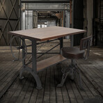 Millworks Industrial Vintage Tilt Crank Drafting Desk // Provincial Finish