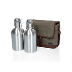 Insulated Double Growler Tote + Two 64 oz. Stainless Steel Growlers