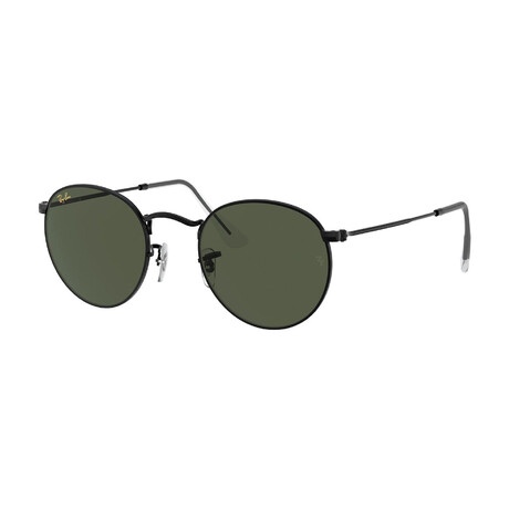 Unisex Round Legend Metal Round Sunglasses // Black + Green