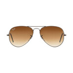 Unisex Large Metal Aviator Sunglasses // Gunmetal + Light Brown