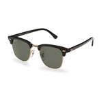 Unisex Clubmaster Classic Square Polarized Sunglasses // Black + Green