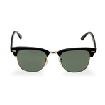 Unisex Clubmaster Classic Square Polarized Sunglasses // Black + Green