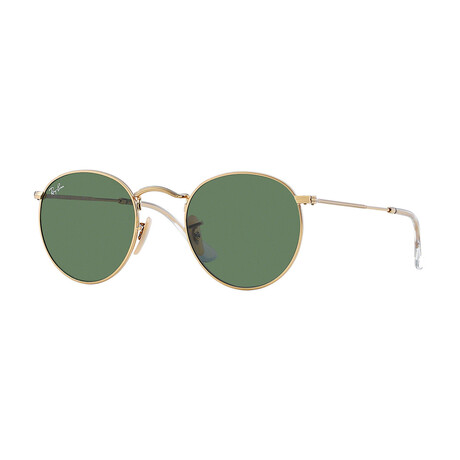 Unisex Round Metal Round Sunglasses // Gold + Green