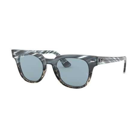 Unisex Meteor Striped Havana Square Sunglasses // Blue + Gray