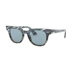 Unisex Meteor Striped Havana Square Sunglasses // Blue + Gray