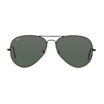 Unisex Large Aviator Pilot Sunglasses // Black + Green