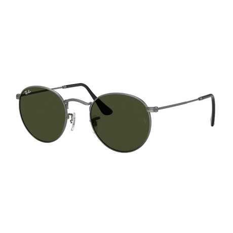 Unisex Round Sunglasses // Gunmetal + Green