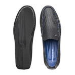 Beverly Hills Carbon Design Moccasins // Men's US Size 7.5 // Black + Blue