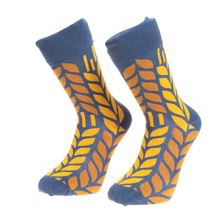 Egyptian Cotton Socks // Deep Mustard Yellow & Navy Blue