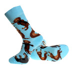 Egyptian Cotton Socks // Soft Blue With Dog Prints