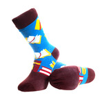 Egyptian Cotton Socks // Red & Blue With Yellow Books