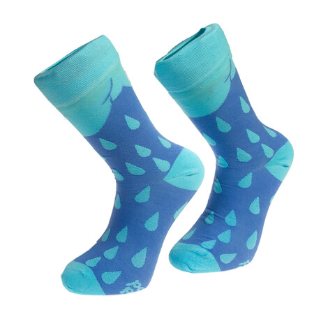 Egyptian Cotton Socks // Deep Mix of Blue With Rain Drops