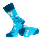 Tropical Flower Socks // Blue + White