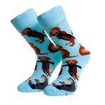 Egyptian Cotton Socks // Soft Blue With Dog Prints