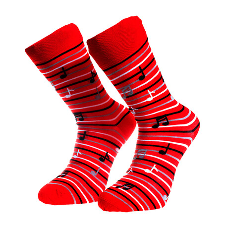 Egyptian Cotton Socks // Red & Black With Music Notes