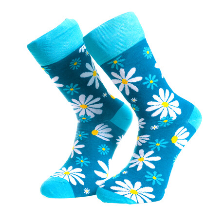 Tropical Flowers Socks // Blue + White