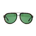 Tom Ford // Men's FT0779S Aviator Sunglasses // Dark Havana + Green