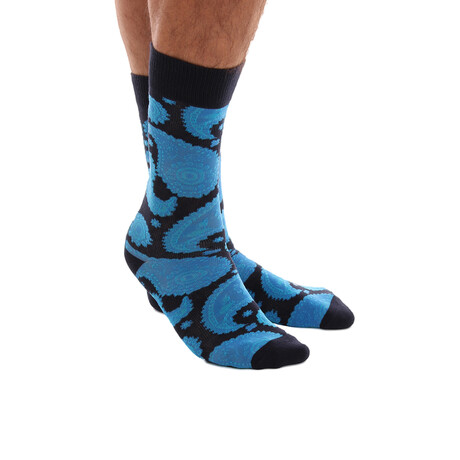 Soft Combed Cotton Socks // Black & Blue Paisley