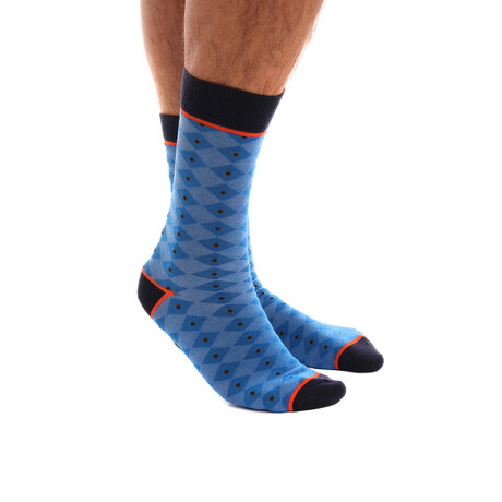 Soft Combed Cotton Socks // Blue & Black Dots