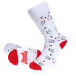 Egyptian Cotton Socks // White & Red With Cats
