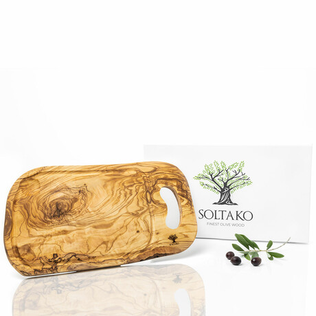 Olive Wood Board + Juice Groove + Handle // Carthage (Medium)