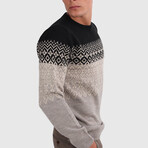 Slim Fit Crew Neck Sweater // Black + Mink (Medium)